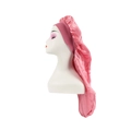 Pink satin long hair sleep bonnet with wide elastic band for curly hair care - Dusty Pink