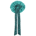 Green leopard print satin bonnet with long adjustable ties for hair protection - Green