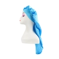Elastic wide-band blue satin long sleeping bonnet for hair care and braids protection - Lake Blue