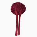 Deep wine red satin hair bonnet featuring long black polka dot ribbon ties for hair care - Burgundy