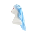 Light blue satin long bonnet for hair care with wide elastic band for long hair protection - Sky Blue
