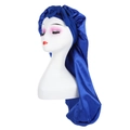 Royal blue satin long bonnet sleep cap with decorative bow for hair protection - Sapphire Blue