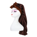 Deep brown long satin bonnet with bow tie for protecting long hair during sleep - Coffee