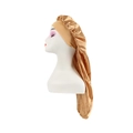 Elastic wide band champagne gold satin long hair bonnet for sleeping hair care - Gold