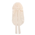 Champagne long satin sleep cap with adjustable bow ties for long hair protection - Beige