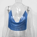Halter top bleu à paillettes métalliques avec chaînes et finition brillante - Bleu Royal Style Mini 17cm