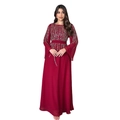 Close-up of sparkling silver sequins on burgundy chiffon maxi dress with long sleeves - S / Burgundy