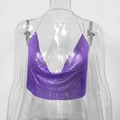 Haut dos nu sexy à paillettes violettes avec chaînes argentées pour la fête - Violet Style Mini 17cm