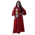 Deep red V-neck long maxi dress with sequin embroidery and tie-front loose fit design - S / Red