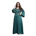 Eleganter smaragdgrüner Kaftan mit goldener Stickerei und langen Glockenärmeln - S / Grün