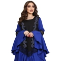 Dettaglio dell'abito kaftano blu reale con ricamo in strass e maniche a balze in pizzo - S / Blu