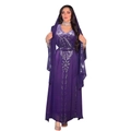 Detail of purple evening kaftan with silver sequins and matching hijab scarf - S / Purple