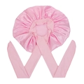 Cuffia da notte in raso rosa con lunghi nastri larghi per protezione dei capelli - Rosa Chiaro Medio - Incrociato
