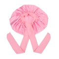 Cuffia da notte in raso rosa oversize con nastro lungo per la cura dei capelli - Rosa Scuro Medio - Incrociato