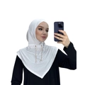 Hijab musulmano bianco con catena e perla donna copricapo islamico elegante e modesto - Taglia unica / Bianco avorio