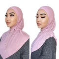 Hijab istantaneo rosa con nappina a catena di perle, copricapo musulmano da donna. - Taglia unica / Rosa