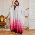 Elegantes weißes Kaftan-Kleid mit rotem Farbverlauf und weiten Fledermausärmeln - Einheitsgröße / Rot