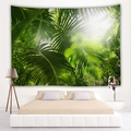 Arazzo da parete con foresta tropicale foglie di palma e luce naturale per la camera - 100x75cm / Stile Foglie di Palma Raggio di Sole