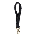 Minimalist black braided cotton phone strap with vintage bronze lobster clasp accessory - Black