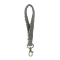 Handmade braided cotton phone wrist strap in gray with vintage metal lobster clasp - Dark Gray