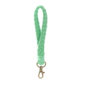 Handmade woven cotton phone wrist strap in mint green with bronze lobster clasp - Green