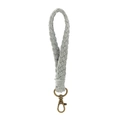 Gray hand-woven cotton wrist strap with antique bronze metal clasp for phones - Light Gray