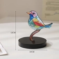 Pájaro de vitral de colores sobre base redonda negra para decoración de escritorio - Un Pájaro
