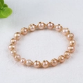 Pink freshwater pearl bracelet with handcrafted 14K gold filled wire wrapping style - Light Pink Pearls Gold Wire Dense Wrap Bracelet (NO.21)