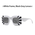 Gafas de sol cuadradas con montura blanca de rayas cebra y cristales grises - Montura Blanca Lente Gris