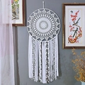 Large white bohemian dreamcatcher with intricate mandala lace and tassel wall hanging - Machine Tassel