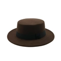 Classic dark brown wool pork pie hat with a black satin ribbon band for men and women - One Size / Coffee