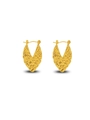 Elegant gold-plated stainless steel hoop earrings with unique hammered texture design - Fy6137