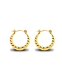 Textured gold-plated stainless steel hoop earrings with elegant hammered surface - Hammered Rhombus Earrings (FY6191) / Gold