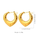 Golden heart-shaped stainless steel earrings with textured hammered finish design - Hammered Heart V-Shape Earrings (FY6004)