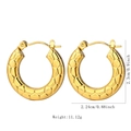Golden chunky geometric hoop earrings with textured honeycomb pattern finish - Fy6008