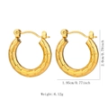Golden stainless steel hoop earrings with hammered texture finish and size dimensions - Fy6009