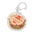 Dettaglio di un portachiavi in acrilico a forma di torta rosa con chiusura in metallo - Stile Compleanno Fiocco Perla / Torta a Cuore Rosa Nakyung (B2)