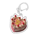 Detail of a pink heart cake acrylic keychain with white cream trim and a silver clasp - Pink White Heart Cake Chloe (B8)