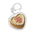 Vintage 90s style yellow heart cake acrylic keychain with pink Happy Jackson Day text - Yellow Heart Cake Jackson (B5)
