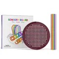 Sensory activity board toy with dark brown silicone base and colorful connecting rods - Perforated Sensory Plate Wine Red