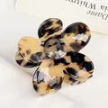 Elegant tortoiseshell flower hair claw clip in acetate finish for women hairstyles - Beige Tortoise Shell