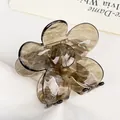 Elegant translucent smoky grey flower hair claw clip with water ripple marble texture - Starry Grey