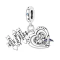 Silver travel charm with world map heart pendant, airplane and triple signpost - Otc1472 - Airplane Earth Sign Heart Pendant