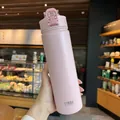 Vaso térmico TYESO de acero inoxidable rosa con pajita y asa de transporte mate - 600ml / Rosa