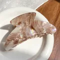 Large marble pattern hair claw clip with pearlescent acetate finish in beige brown - Coffee 11CM