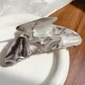 Elegant large gray marble acetate hair claw clip with pearlescent finish for women - Gold Ink 11CM