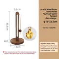 Acacia wood paper towel holder with clover charm, 15cm base and 32.5cm height - Clover Pendant