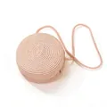 Pink round straw crossbody bag for girls with woven texture and spiral design - Pink Cylindrical Bag (16*6.5cm)