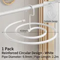 White spiral laundry hanger for bedsheets with foldable reinforced metal design - 1 Piece / Painted Iron / 9.9mm White Foldable