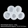 Stampo in silicone bianco con 5 cavità a forma di rosa per aromaterapia e candele - Stile 3# Trasparente F123 Forma Rosa Peonia